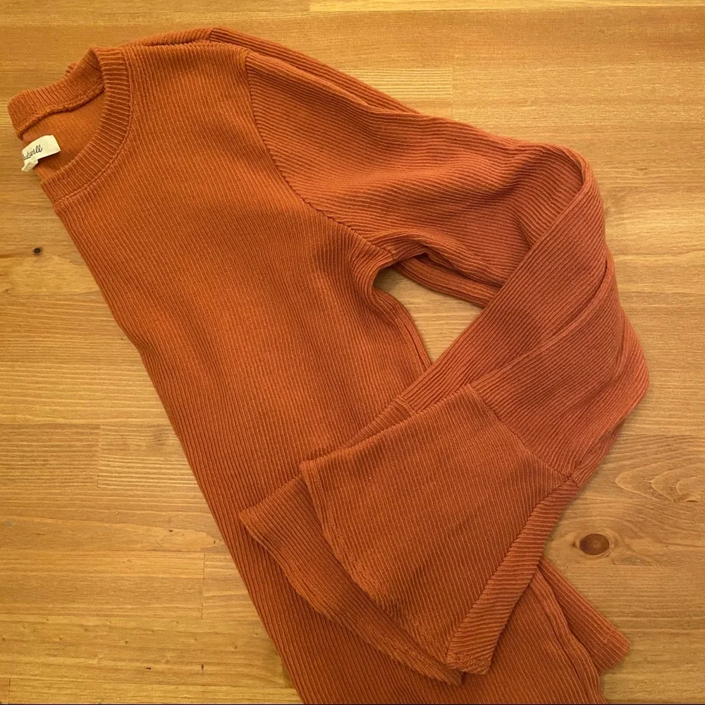Madewell Ruffle-Cuff Ribbed Top - Picture 5 of 10